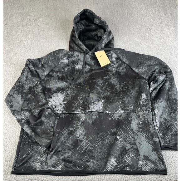 Nike Training Hoodie Large Gray Black Digital Camo Therma Fit Sweatshirt Sweater - Picture 1 of 14